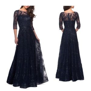 Sequin Embroidered A-Line Gown
LA FEMME